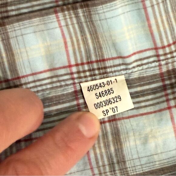 Old Navy Blue & Brown Plaid Long Sleeve Button Front Shirt Size Large - Picture 8 of 8